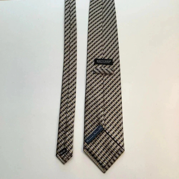 BRITCHES Gold & Silver Woven Italian Silk Stripe Tie - Picture 4 of 11